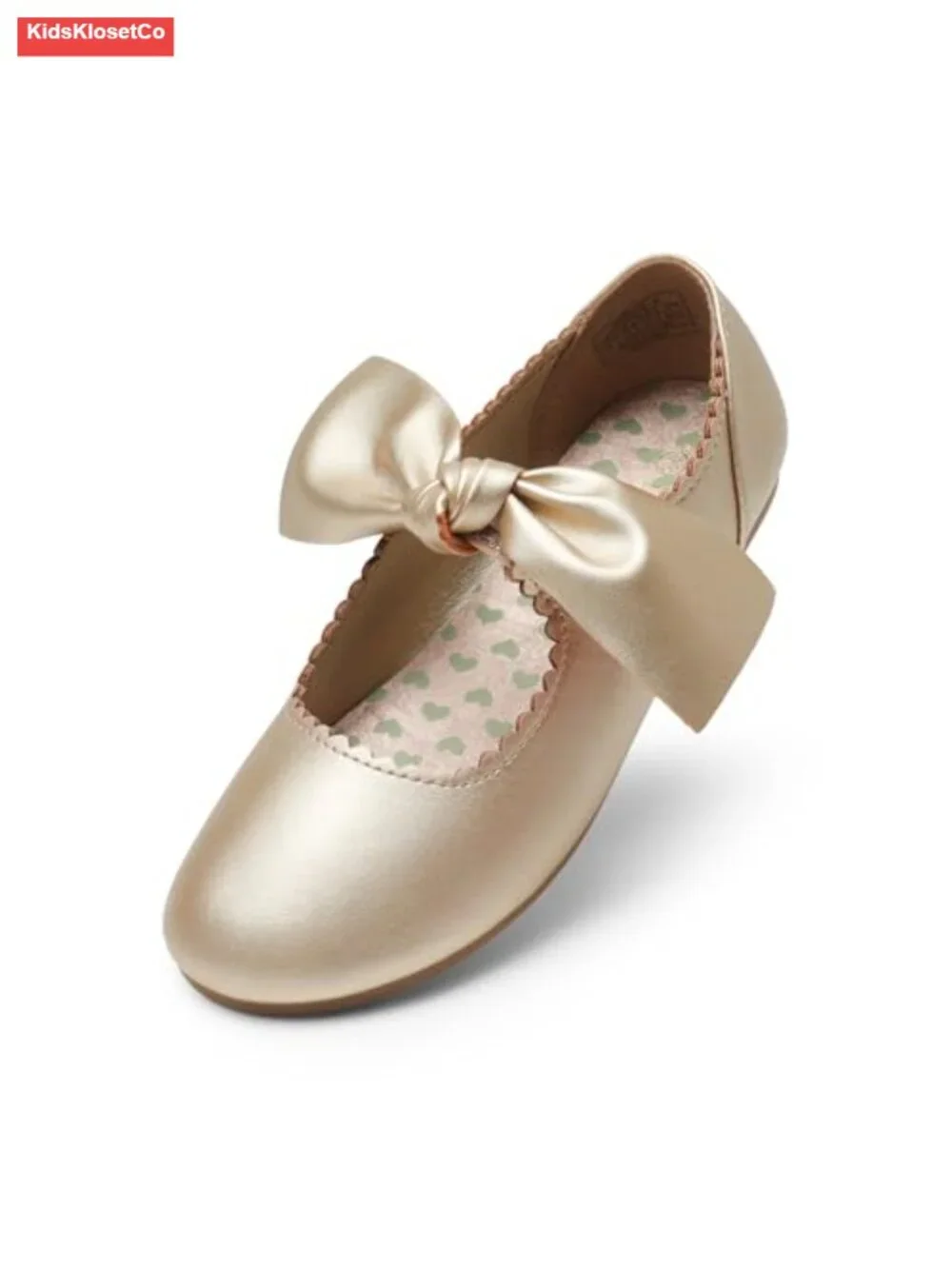 Girls Mary Jane Flat Ballerina Shoes with Bow and Elastic Strap